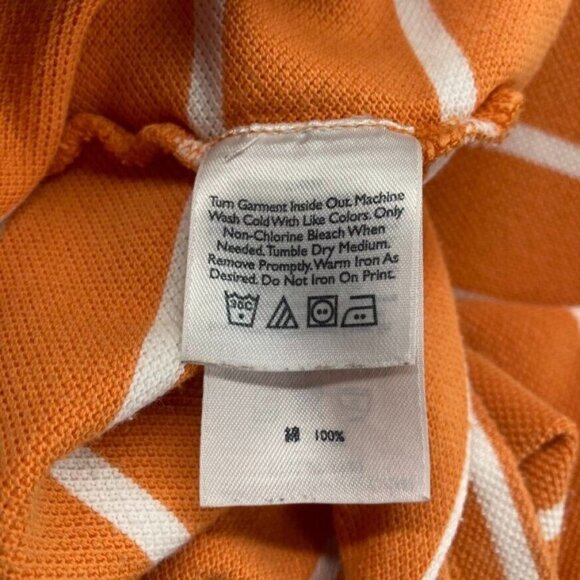 Eddie Bauer Mens Polo Shirt Size Large Orange Stripe Waffle Weave Short Sleeve - Picture 5 of 8